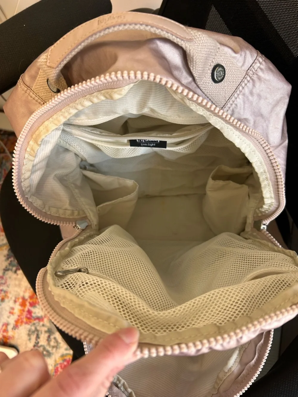 Kipling Pink Metallic Diaper Bag/Backpack- 15.5”